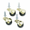 Master Caster Superball Casters with Hooded Caster Housing, Type W Stem, 2 in. Vinyl Wheel, Bright Brass/Black, 4PK 53516
